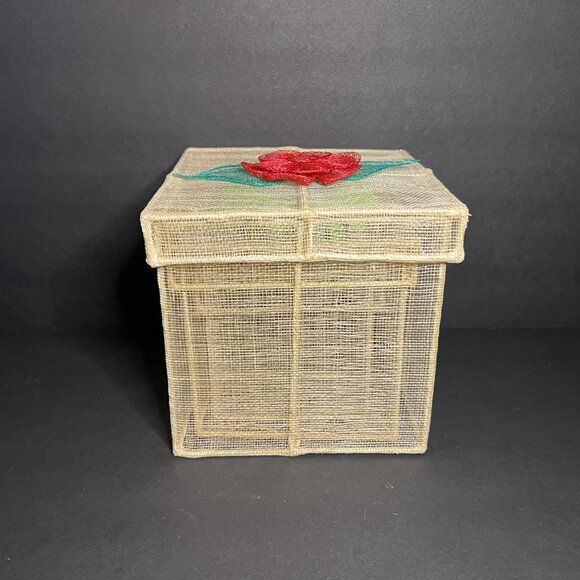 Set of 3 Decorative Square Mesh & Metal Framed Nesting Boxes w/ Floral Applique - Picture 5 of 6